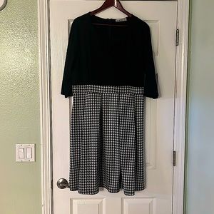 Vintage 3/4 Sleeve Patchwork Plus Size Flared Swing Dress